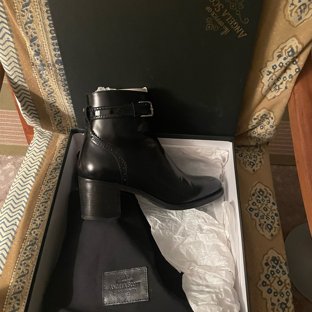 Angela Scott Black Leather Heeled Boots